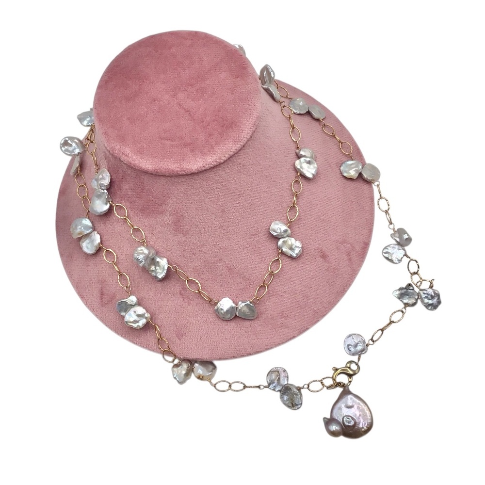 Keshi Pearl Necklace, Dainty Irregular Freshwater Pearl Jewelry, Boho Bridal